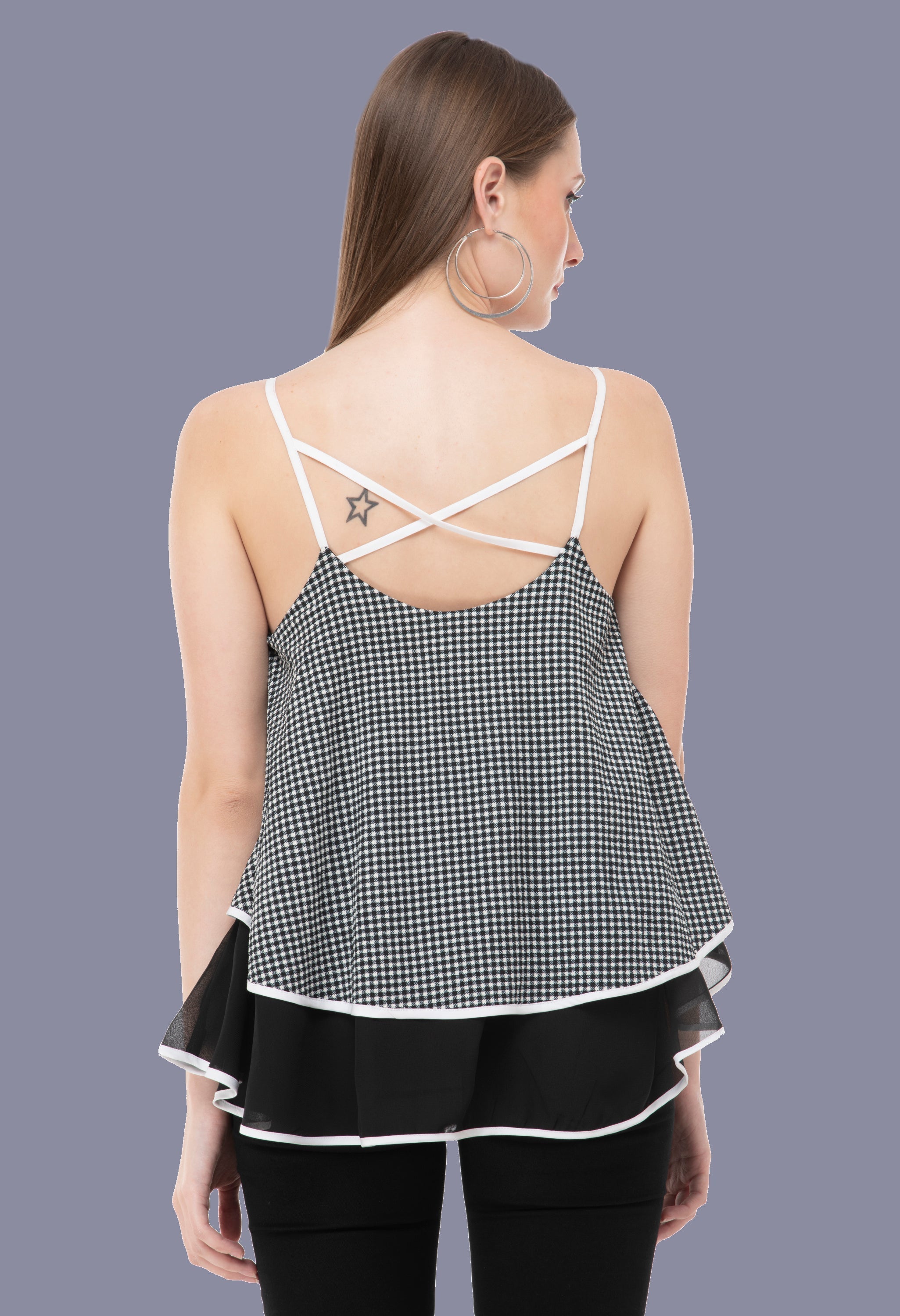 Black check double layer top