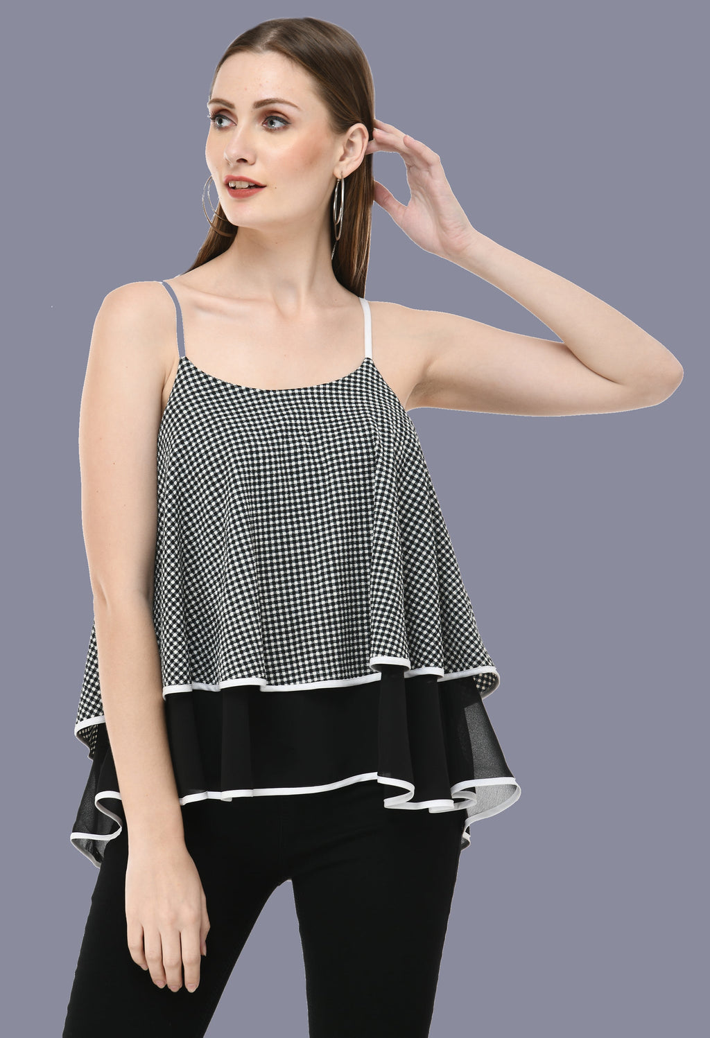 Black check double layer top