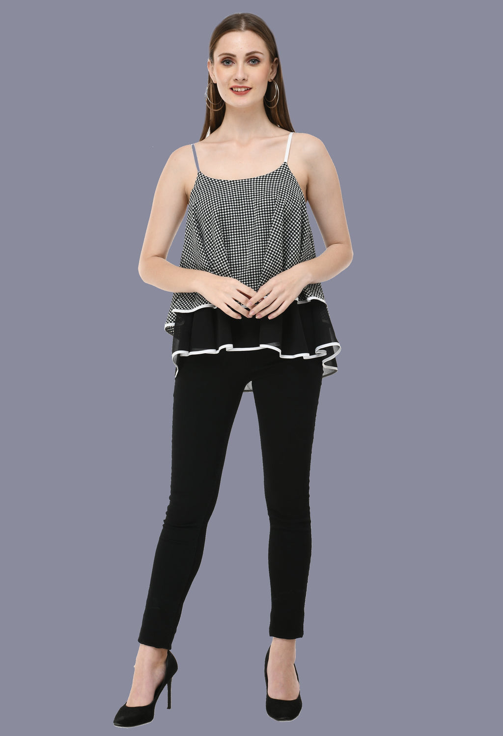 Black check double layer top