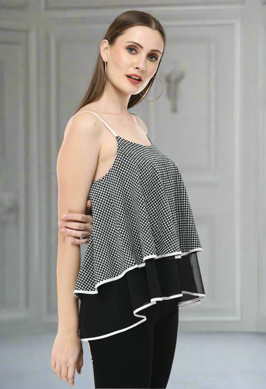 Black check double layer top