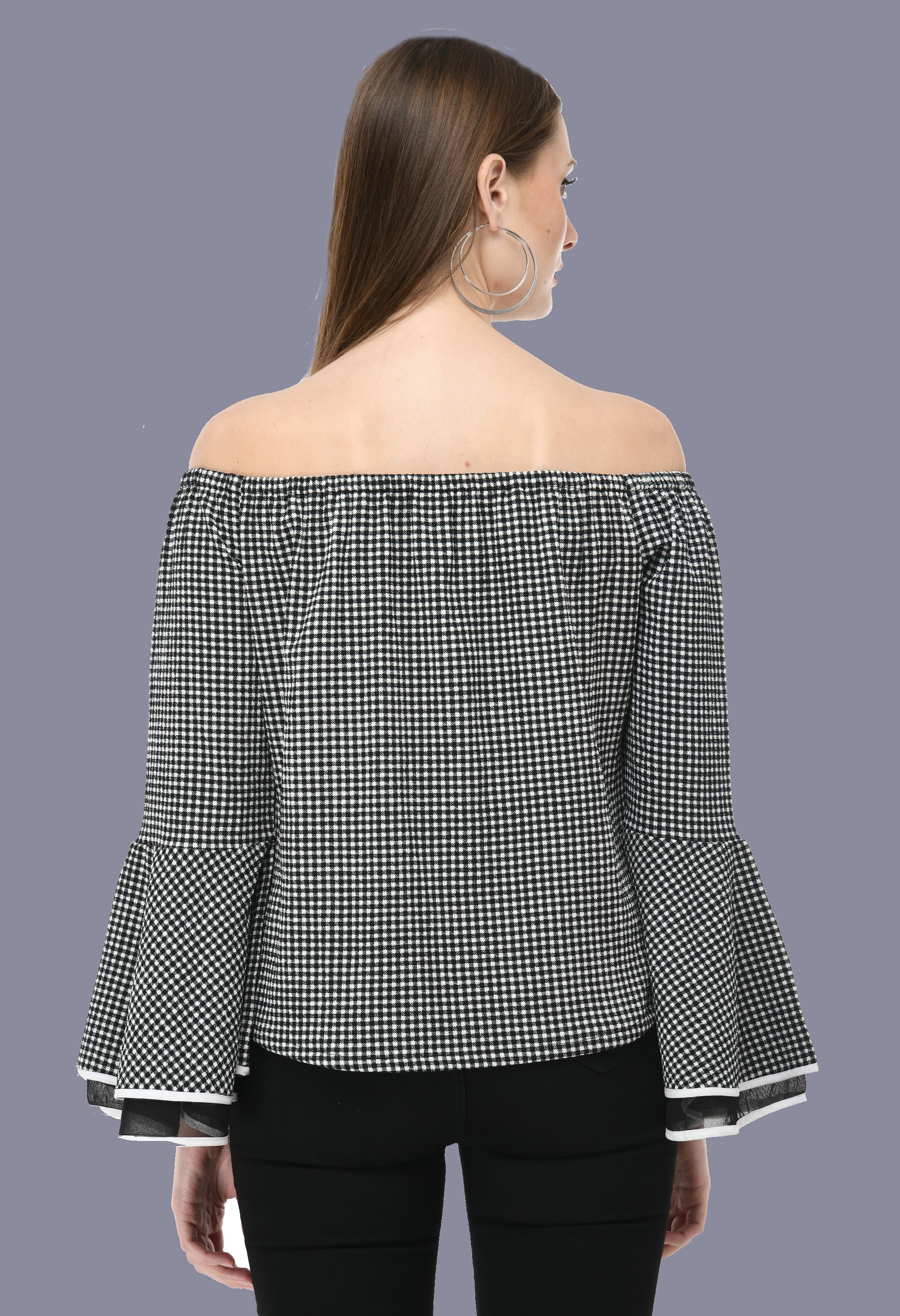 Black flayer sleeve off shoulder - JJAAGG.COM