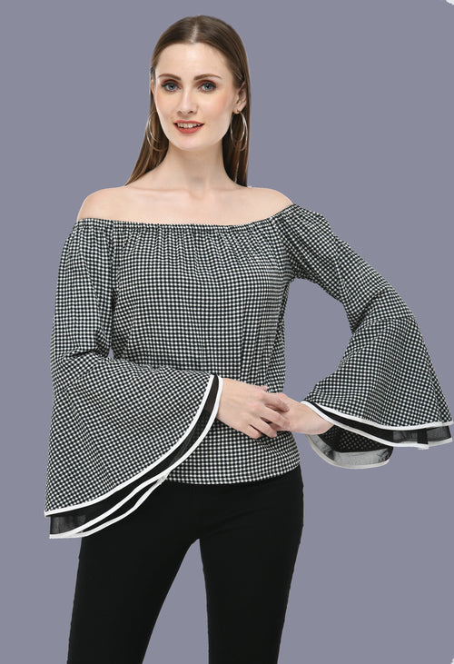 Black flayer sleeve off shoulder - JJAAGG.COM