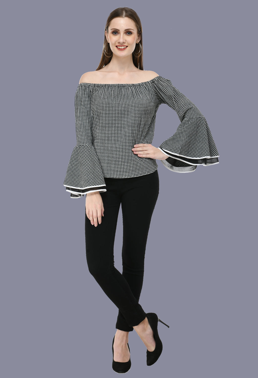 Black flayer sleeve off shoulder - JJAAGG.COM