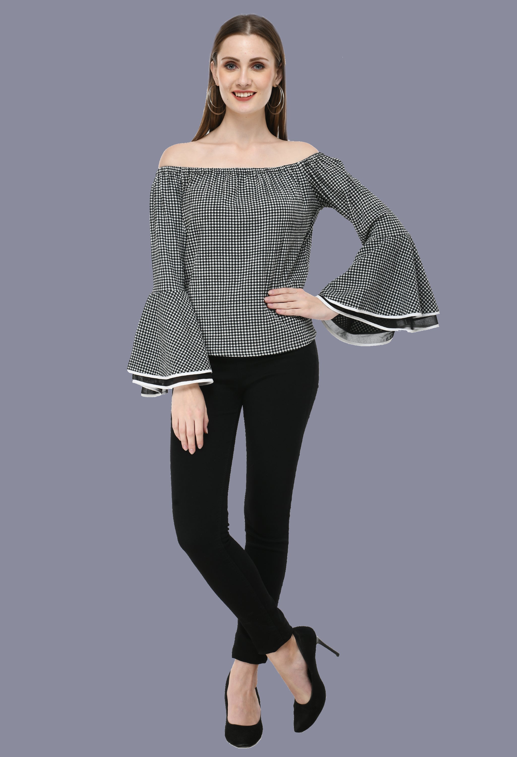Black flayer sleeve off shoulder - JJAAGG.COM