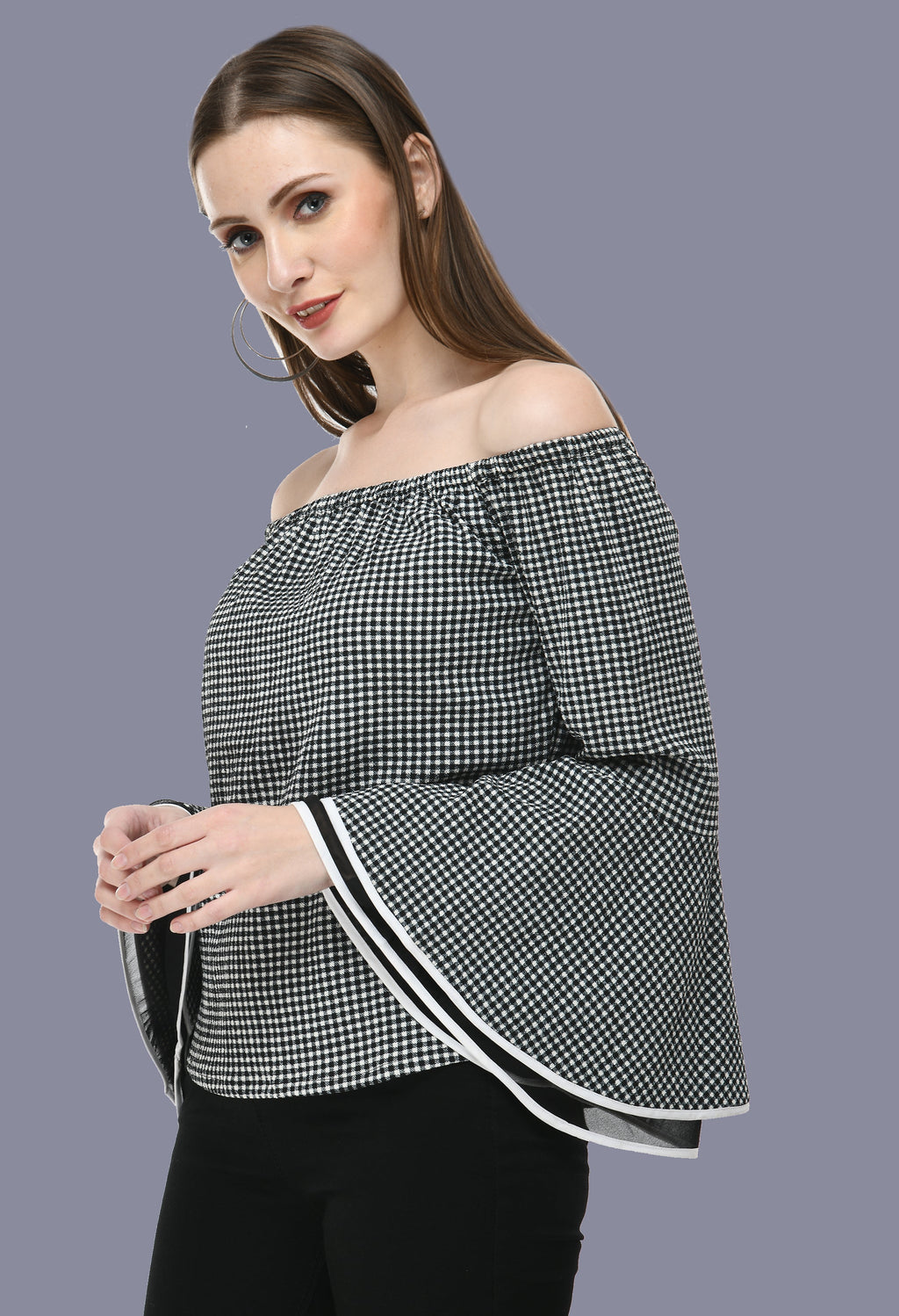 Black flayer sleeve off shoulder - JJAAGG.COM