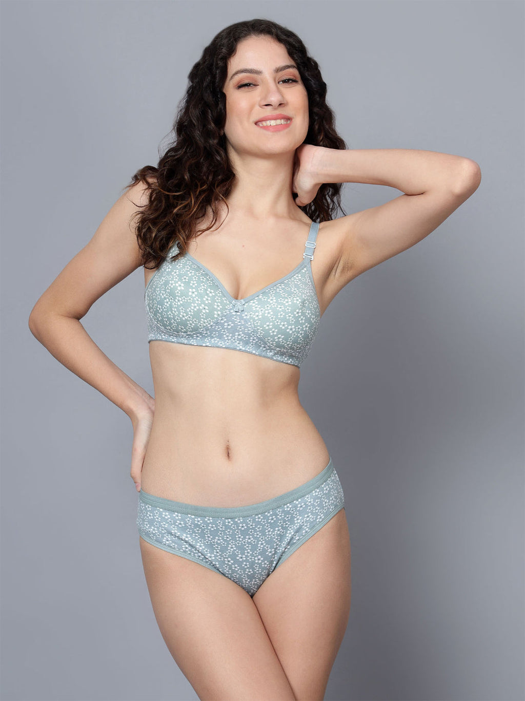 Pack Of 3 Colors Printed Flowral Padded Lingerie Set