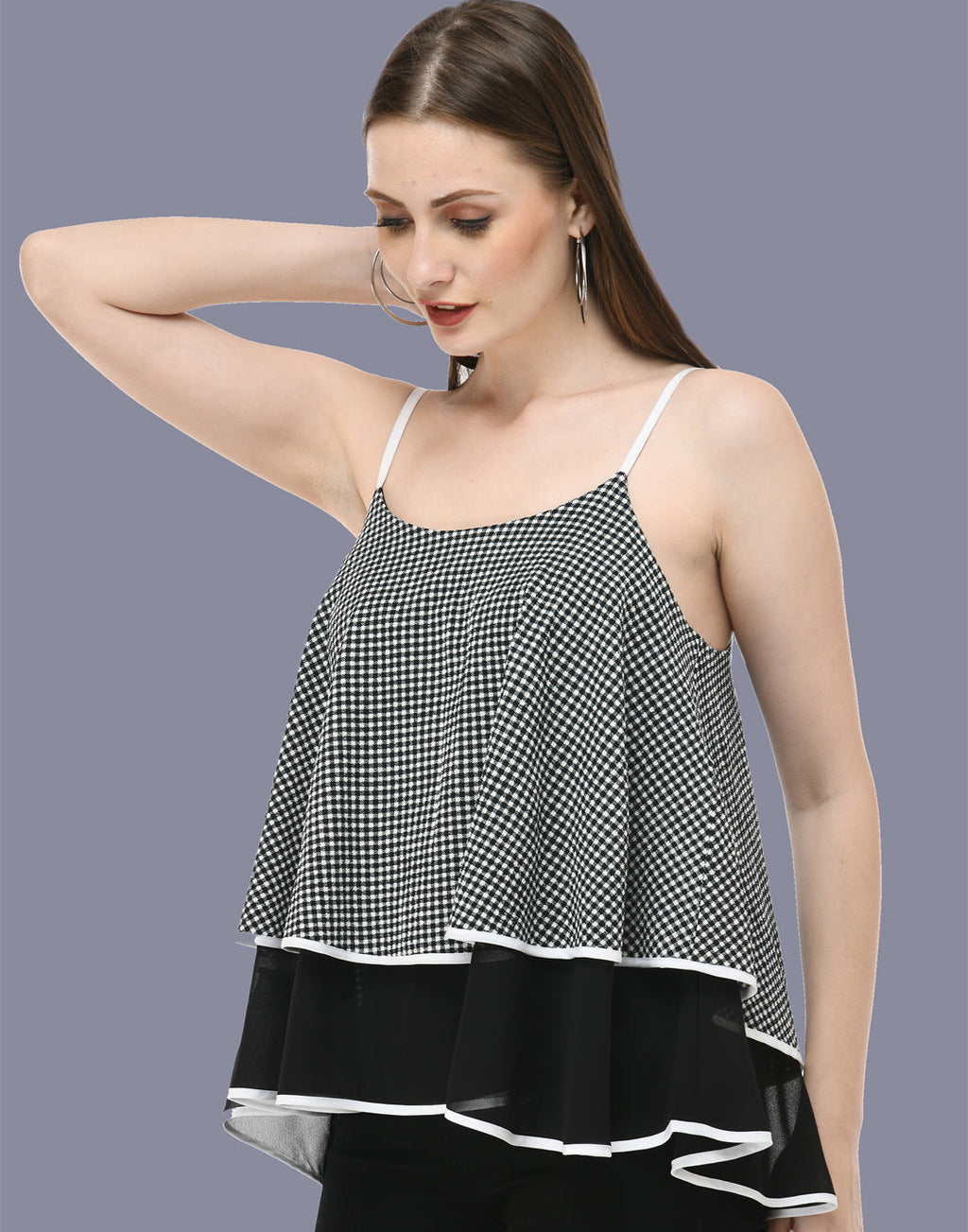 Black check double layer top
